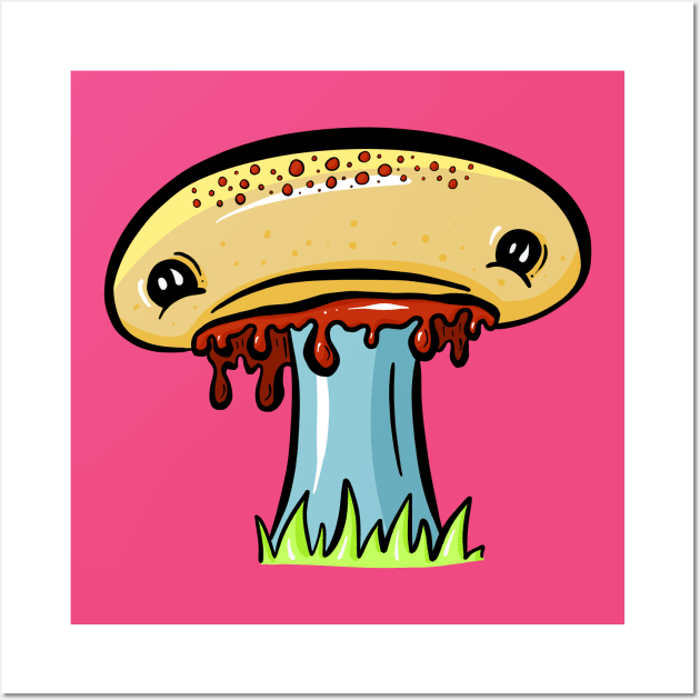 Sad Sad Mushroom Cartoon Wall Art by Squeeb Creative